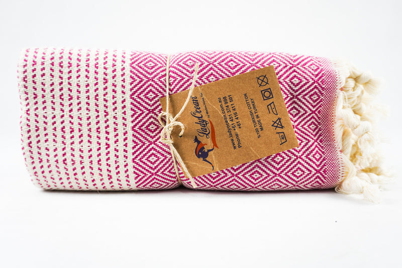 %100 Original Turkish Cotton Towels - Pink Diamond