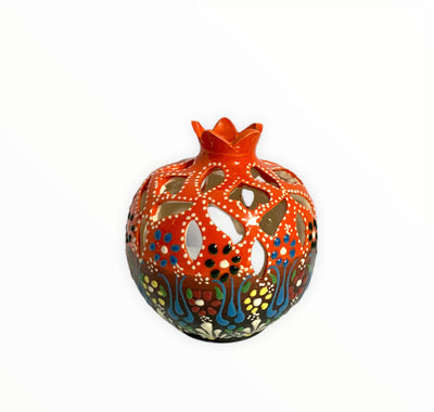 Handmade Ceramic Candle Holder - Orange - Medium Size