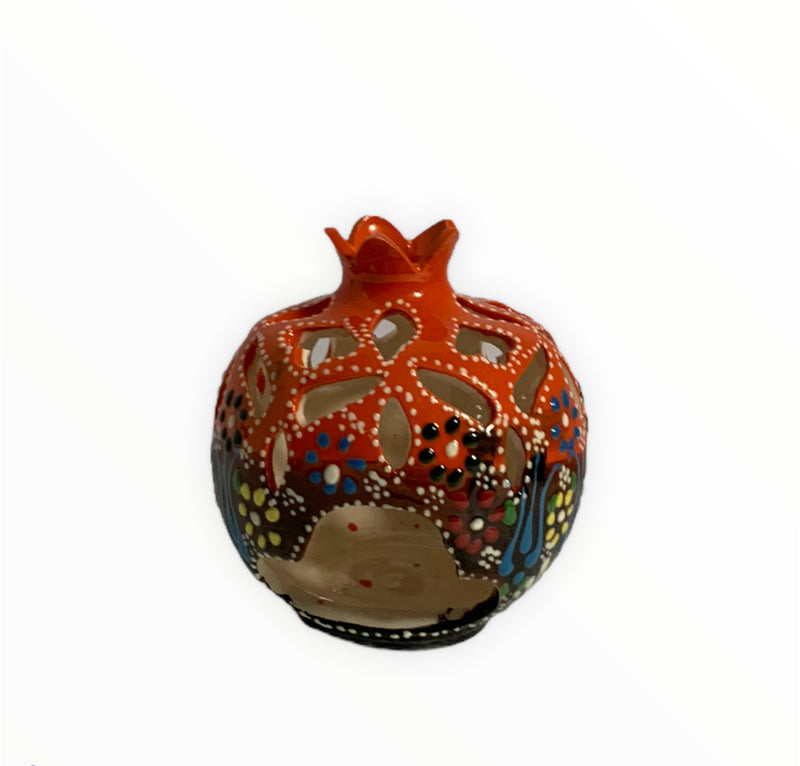 Handmade Ceramic Candle Holder - Orange - Medium Size