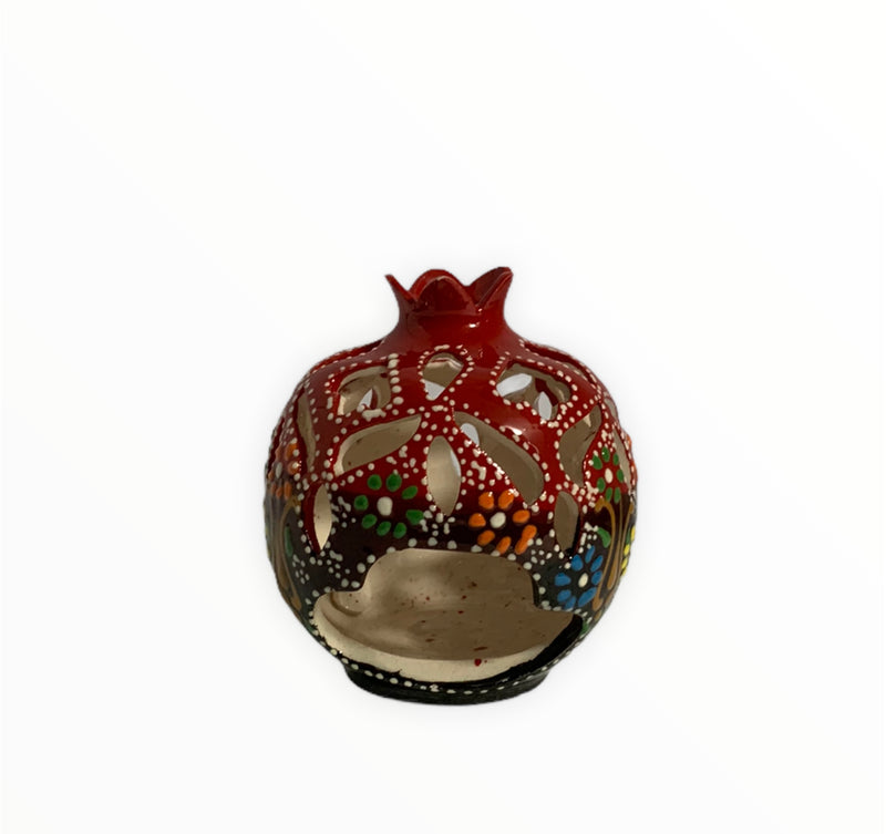 Handmade Ceramic Candle Holder - Red - Medium Size