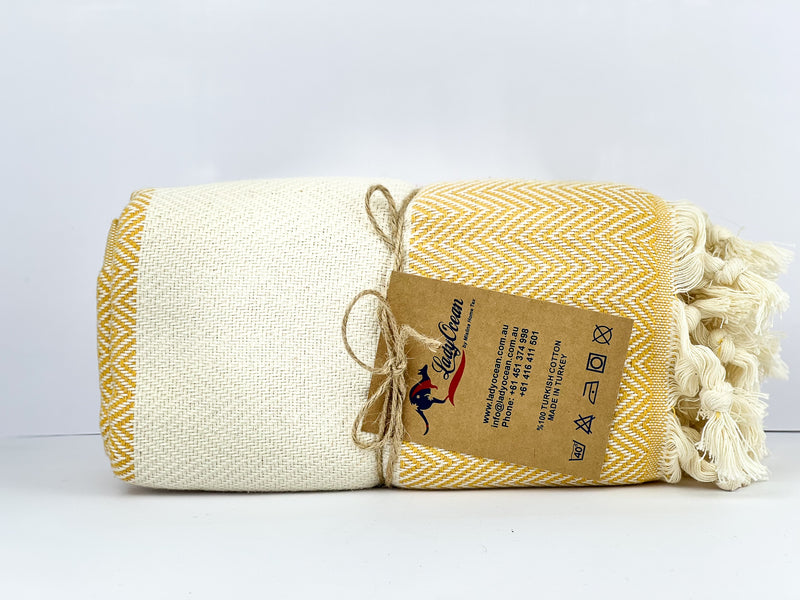 Yellow Shark Zigzag - %100 Original Turkish Cotton Towels
