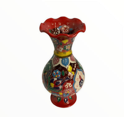 Red-Handmade & Hand Painted Ceramic Vase