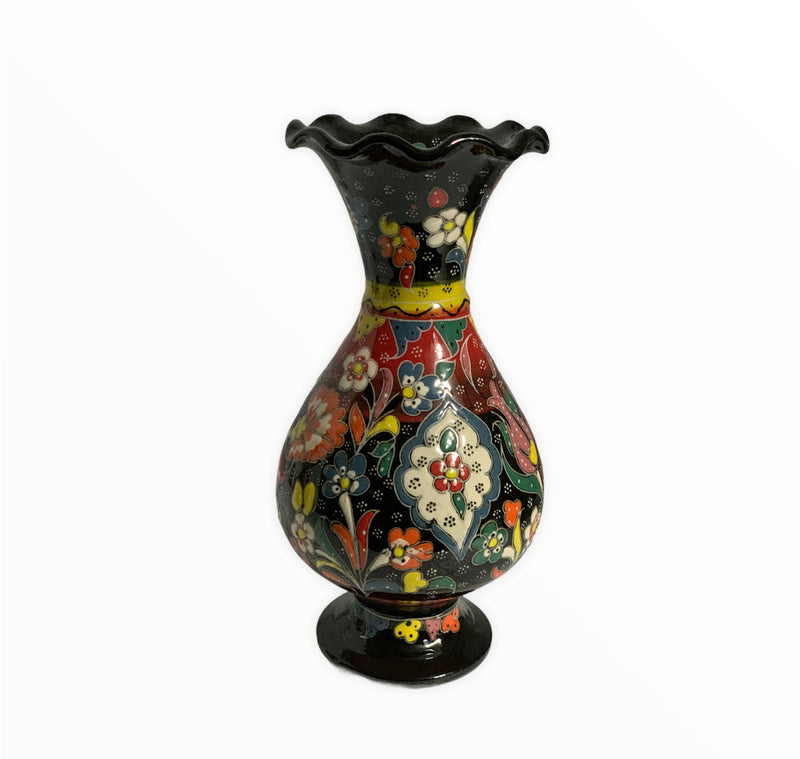 Black-Handmade & Hand Painted Ceramic Vase