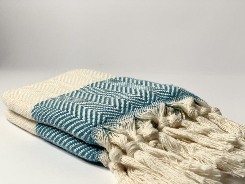 Light Blue Fish-Back design Turkish Towel 100% Cotton