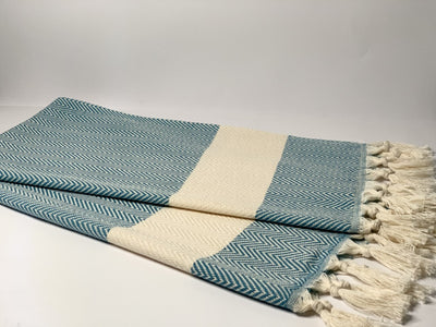 Light Blue Fish-Back design Turkish Towel 100% Cotton