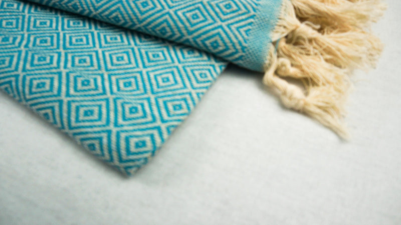 %100 Original Turkish Cotton Towels - Diamond Turquoise