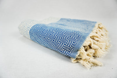 %100 Original Turkish Cotton Towels -Blue Diamond