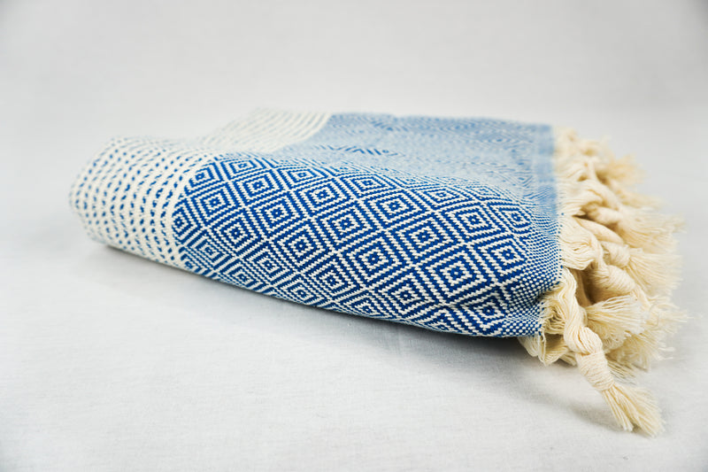 %100 Original Turkish Cotton Towels -Blue Diamond