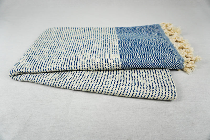 %100 Original Turkish Cotton Towels -Blue Diamond