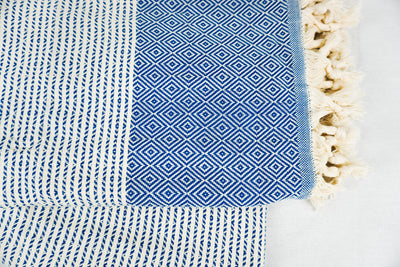 %100 Original Turkish Cotton Towels -Blue Diamond