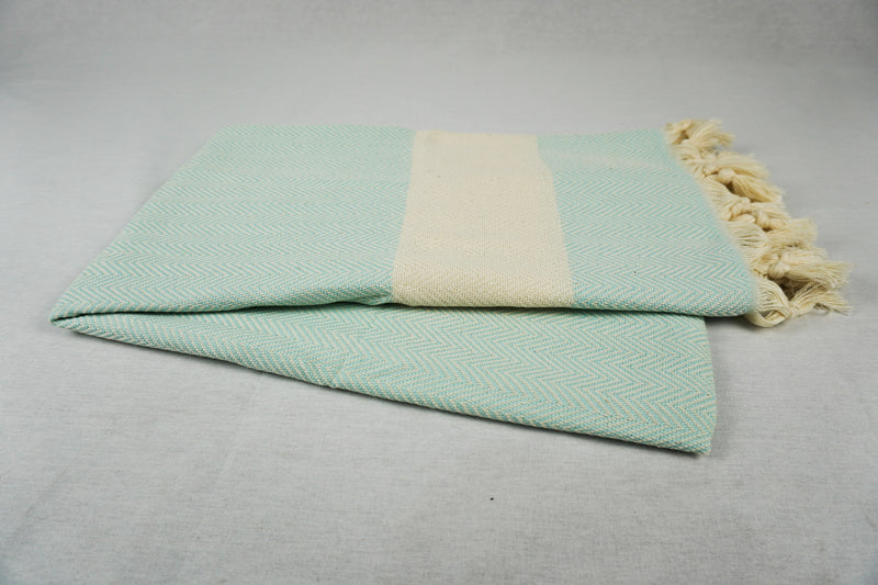 %100 Original Turkish Cotton Towels - Baby Blue Zigzag