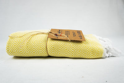 %100 Original Turkish Cotton Towels - Yellow Diamond