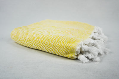 %100 Original Turkish Cotton Towels - Yellow Diamond