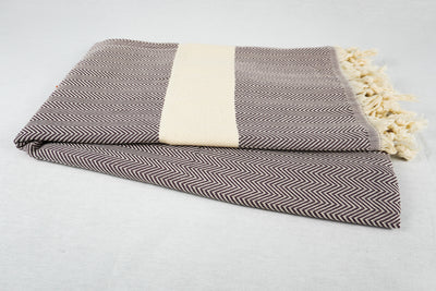 %100 Original Turkish Cotton Towels - Purple Zigzag