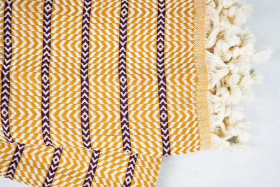 %100 Original Turkish Cotton Towels - Orange Purple Zigzag