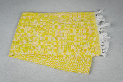 %100 Original Turkish Cotton Towels - Yellow Diamond