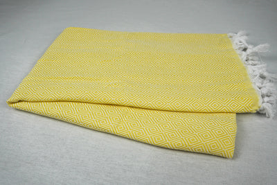 %100 Original Turkish Cotton Towels - Yellow Diamond