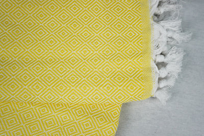 %100 Original Turkish Cotton Towels - Yellow Diamond