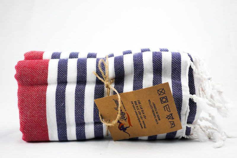 %100 ORIGINAL TURKISH COTTON TOWELS -NAVY RED -