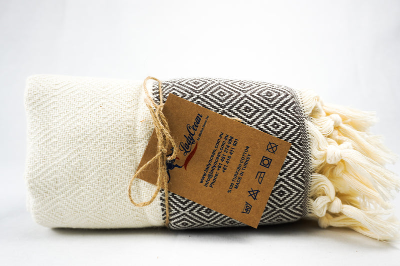 %100 Original Turkish Cotton Towels - Diamond Coffee Brown