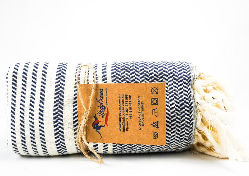 %100 Original Turkish Cotton Towels - Navy New