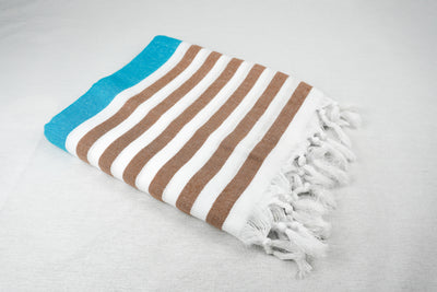 %100 ORIGINAL TURKISH COTTON TOWELS -BABY BLUE BROWN-