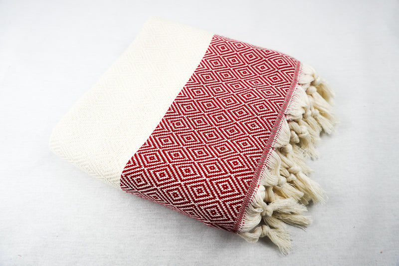 %100 Original Turkish Cotton Towels - Diamond Pure Red