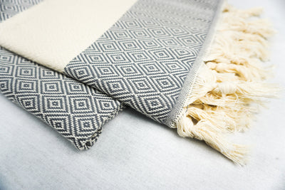 %100 Original Turkish Cotton Towels - Diamond Silver Grey