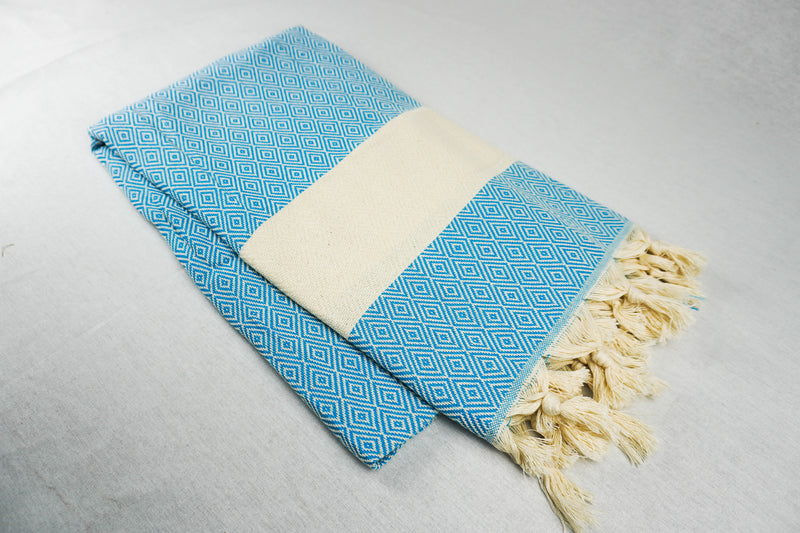 %100 Original Turkish Cotton Towels - Diamond Baby Blue