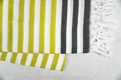 %100 ORIGINAL TURKISH COTTON TOWELS - GREY YELLOW STRIPES