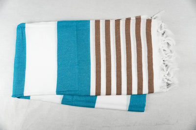 %100 ORIGINAL TURKISH COTTON TOWELS -BABY BLUE BROWN-