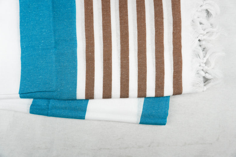 %100 ORIGINAL TURKISH COTTON TOWELS -BABY BLUE BROWN-