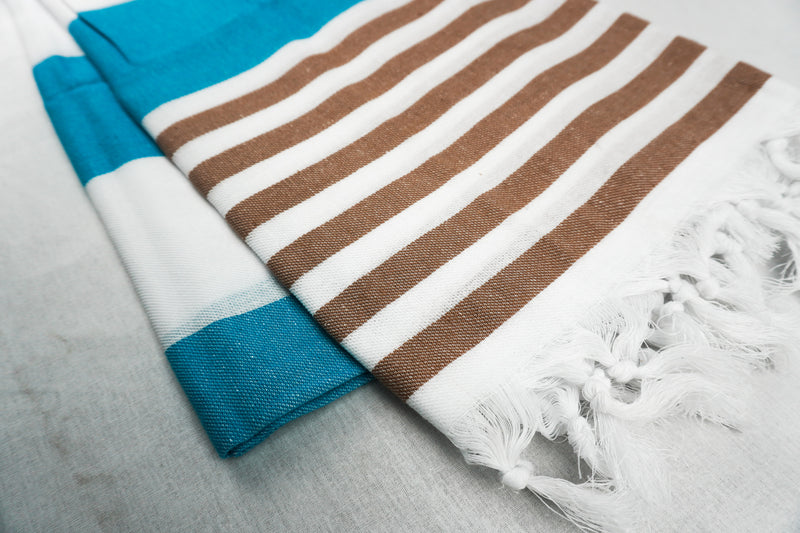 %100 ORIGINAL TURKISH COTTON TOWELS -BABY BLUE BROWN-