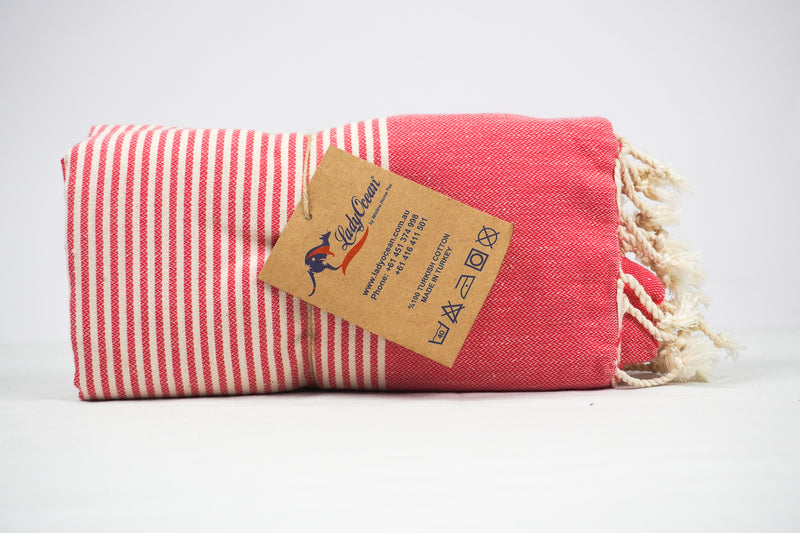 Red White Stripes - %100 ORIGINAL TURKISH COTTON TOWELS