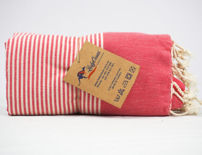 Red White Stripes - %100 ORIGINAL TURKISH COTTON TOWELS