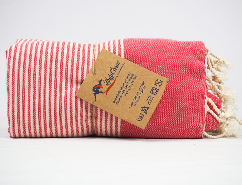 Red White Stripes - %100 ORIGINAL TURKISH COTTON TOWELS