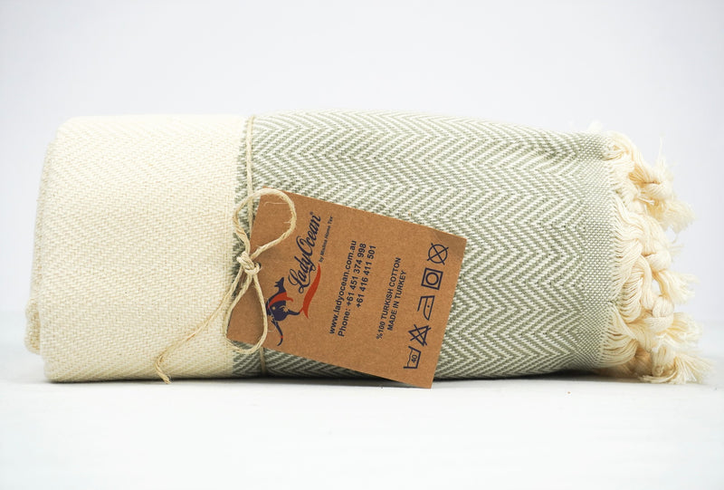 Natural Grey Zigzag - %100 Original Turkish Cotton Towels