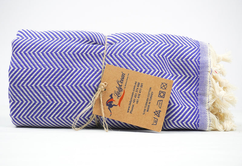 Blue Zigzag - %100 Original Turkish Cotton Towels