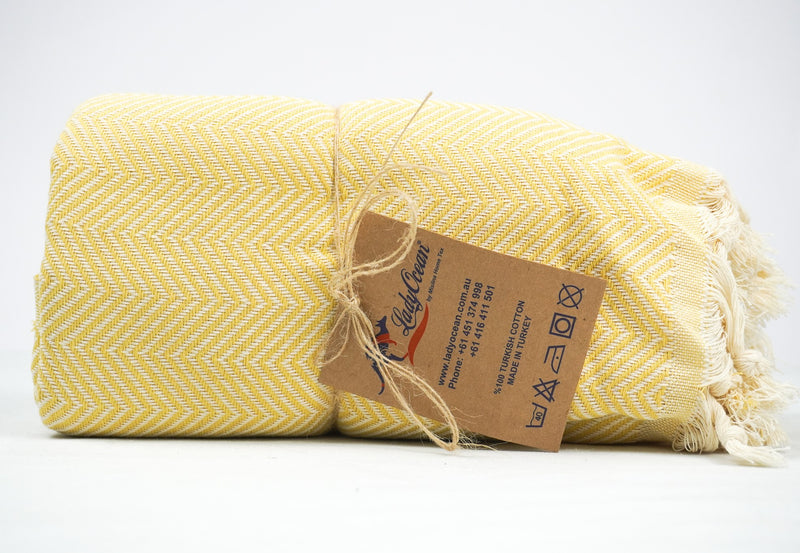 Yellow Zigzag - %100 Original Turkish Cotton Towels