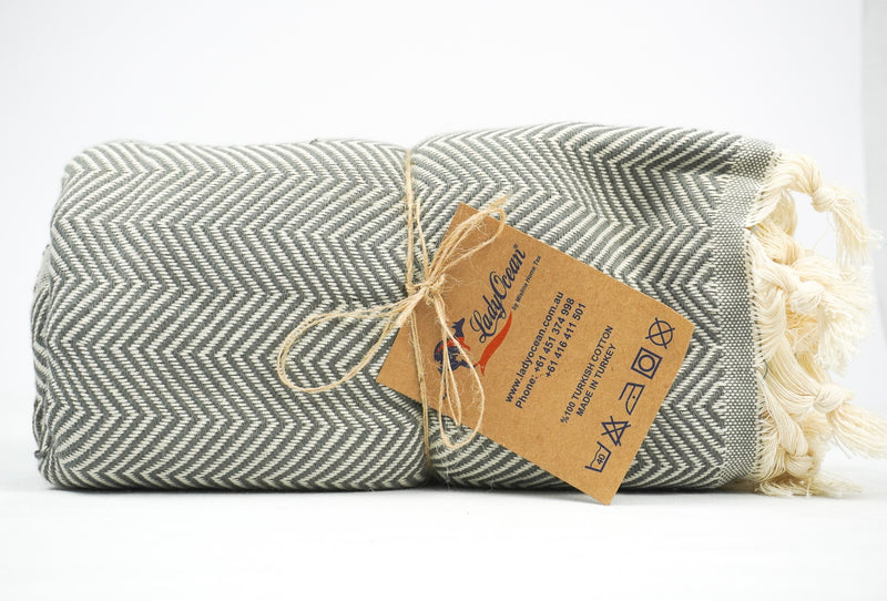 Dark Grey Zigzag - %100 Original Turkish Cotton Towels