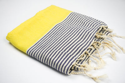 Navy Yellow White Stripes - %100 ORIGINAL TURKISH COTTON TOWELS