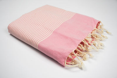 Pink White Stripes - %100 ORIGINAL TURKISH COTTON TOWELS