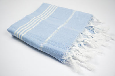 Baby Blue White Stripes - %100 ORIGINAL TURKISH COTTON TOWELS