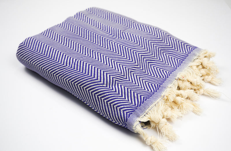 Blue Zigzag - %100 Original Turkish Cotton Towels