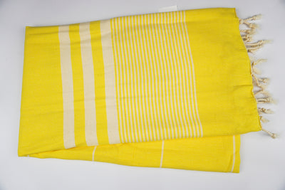 Yellow White Stripes - %100 ORIGINAL TURKISH COTTON TOWELS