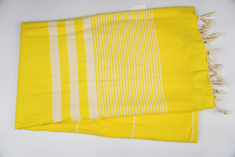 Yellow White Stripes - %100 ORIGINAL TURKISH COTTON TOWELS