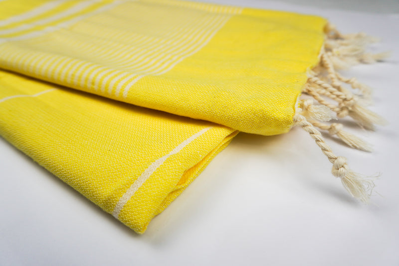 Yellow White Stripes - %100 ORIGINAL TURKISH COTTON TOWELS