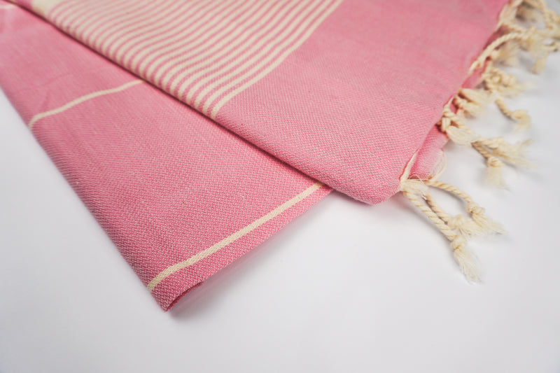 Pink White Stripes - %100 ORIGINAL TURKISH COTTON TOWELS