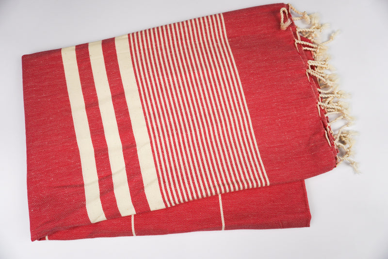 Red White Stripes - %100 ORIGINAL TURKISH COTTON TOWELS