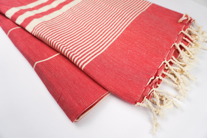 Red White Stripes - %100 ORIGINAL TURKISH COTTON TOWELS